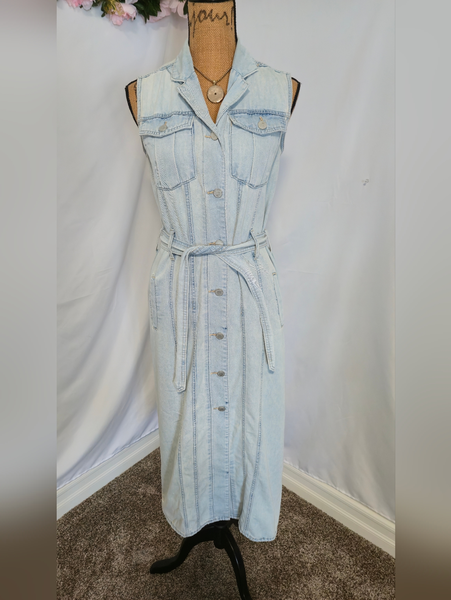 Blank Nyc Light Blue Denim Midi Dress